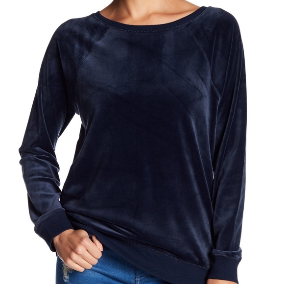 Cable & Gauge Sweaters - NWT Cable & Gauge  Navy Velour Raglan Sweatshirt L